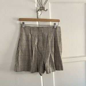 Zara Black and Cream Gingham Shorts